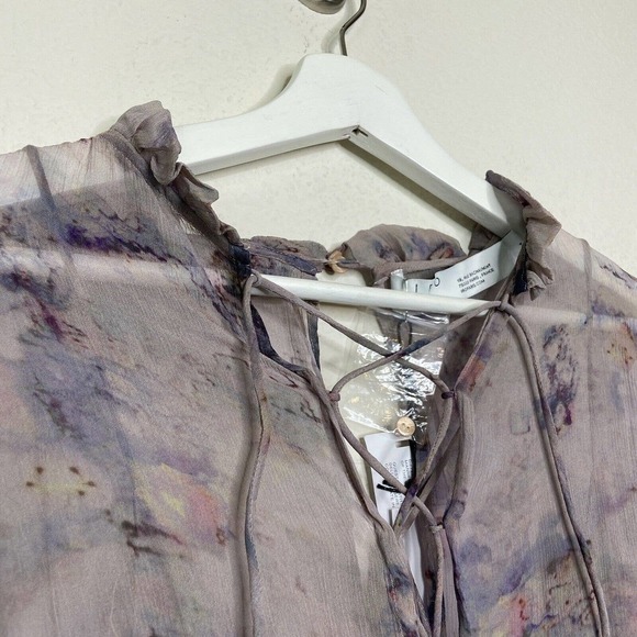 IRO Brantes Floral Ruffle Trim Floral Georgette Lace Up Romper Sz 34 (XS) NWT - Picture 3 of 14